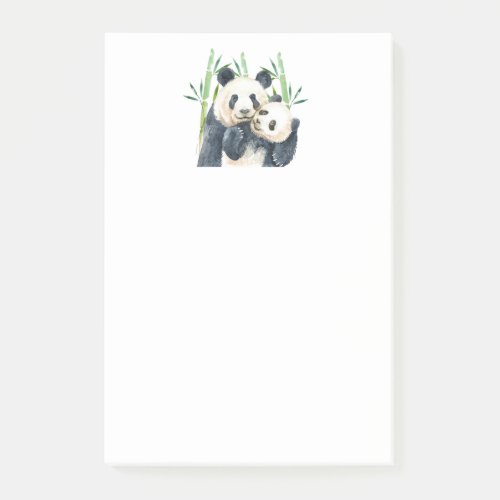 Cute Panda Bears Cuddling Watercolor Notes