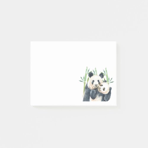 Cute Panda Bears Cuddling Watercolor Post_it Notes