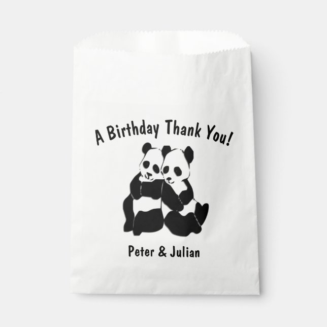 Cute Panda Bears Favor Bag (Front)