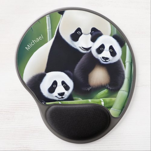 Cute Panda Bears Mother And Cubs Gel Mouse Pad