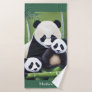 Cute Panda Bears Mother And Cubs Monogram Bath Towel