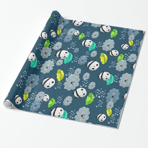 Cute Panda Bears Pattern Wrapping Paper