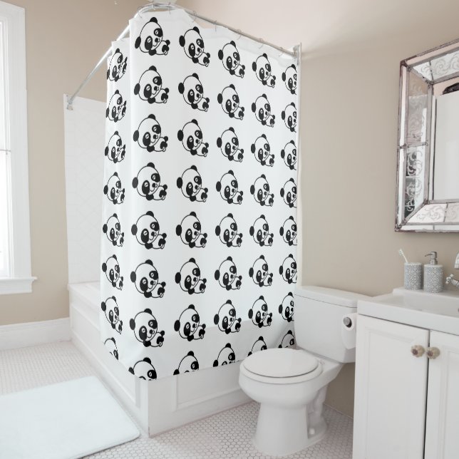 cute Panda bears shower curtain (In Situ)