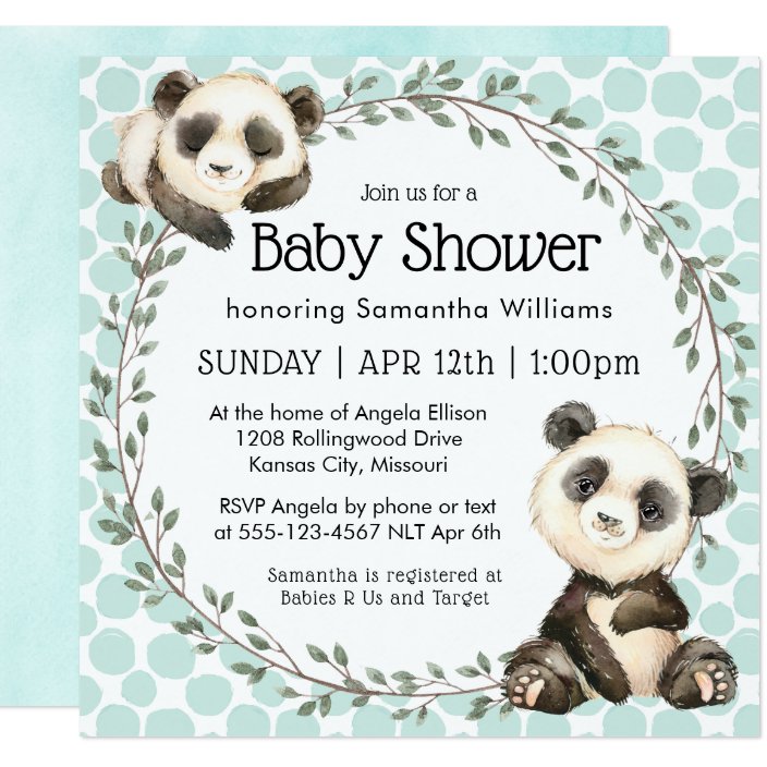 panda bear baby shower invitations