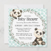 Cute Panda Bears Square Baby Shower Invitation (Front)
