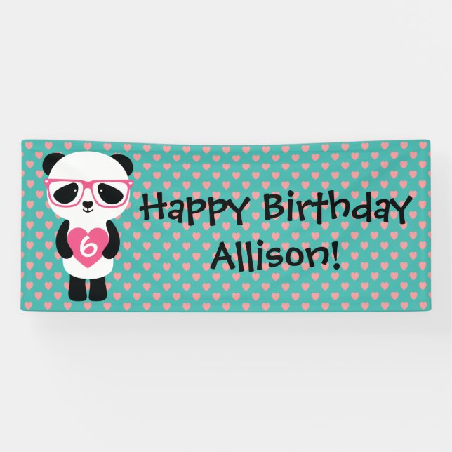 Cute Panda Birthday Banner (Horizontal)