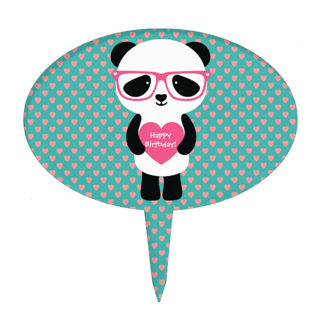Cute Panda Birthday Cake Topper (Front)