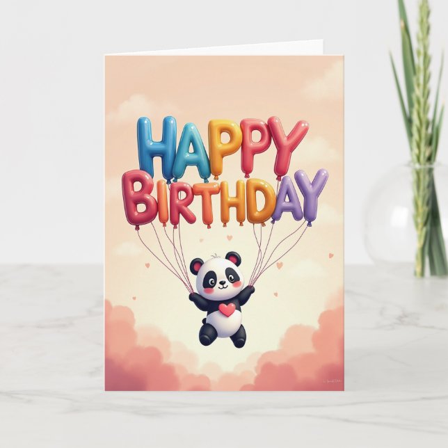 Cute Panda Birthday Card (Front)