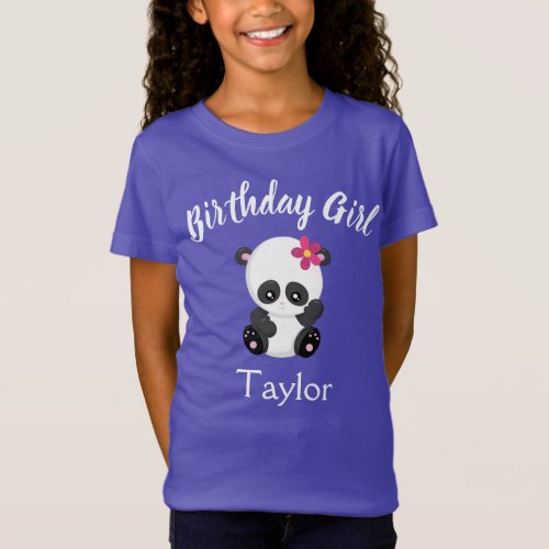 Cute Panda Birthday Girl T_Shirt