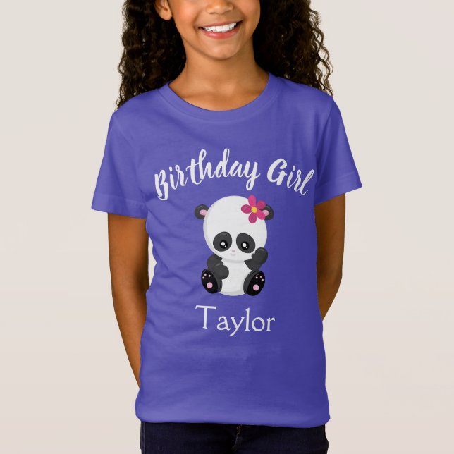 Cute Panda Birthday Girl T-Shirt (Front)