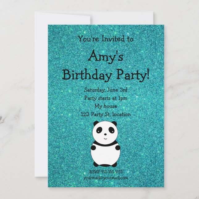 Cute panda birthday invitation (Front)