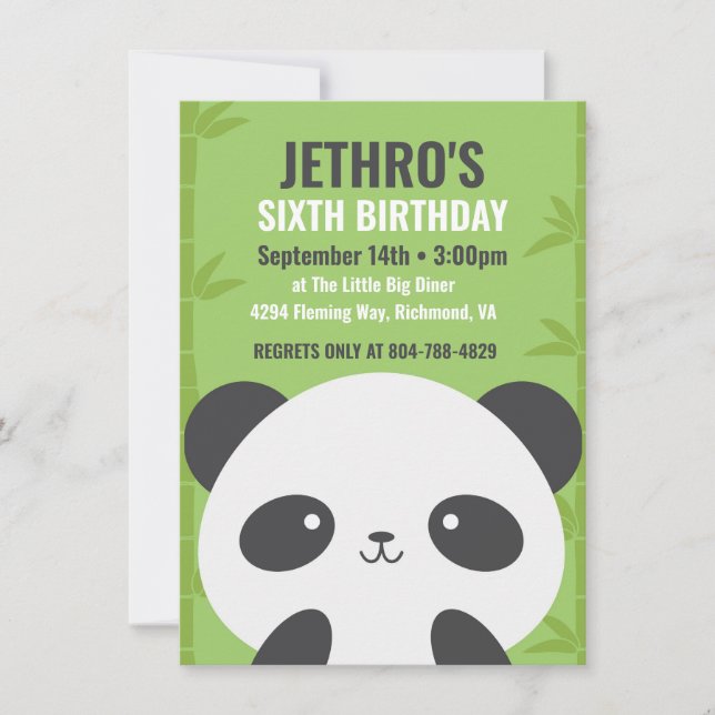 Cute panda birthday invitation (Front)