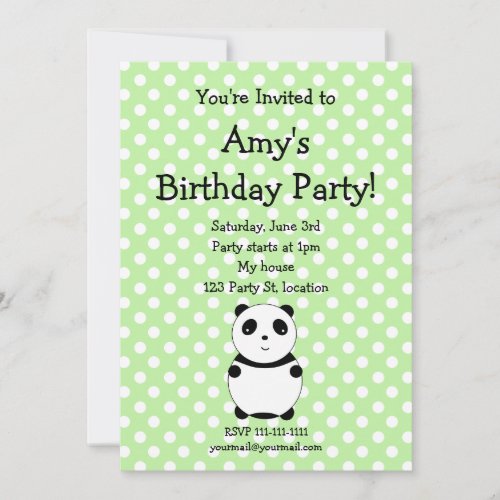 Cute panda birthday invitation
