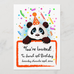 Cute Panda Birthday Invites