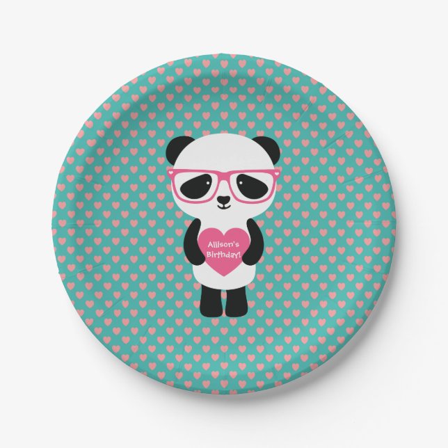 Cute Panda Birthday Paper Plates (Front)