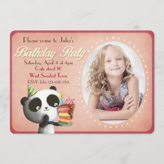 Cute Panda Birthday Party Invitation