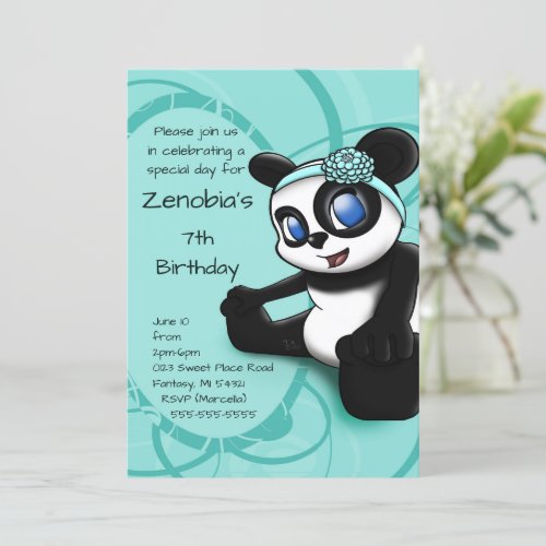 Cute Panda Birthday Party Invitation