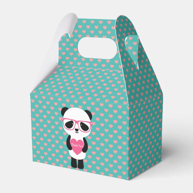 Cute Panda Birthday - Thank You! Favor Boxes (Front Side)