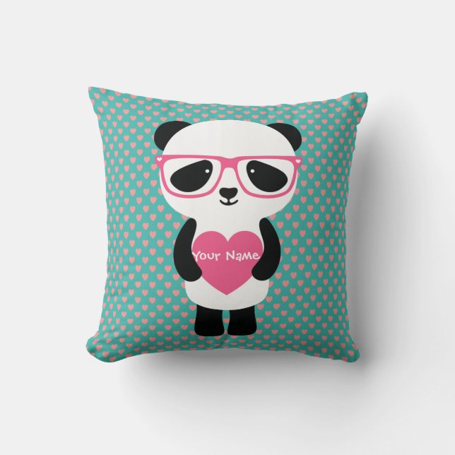 Cute Panda Birthday Throw Pillow (Front)