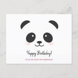 Cute panda black white personalized Birthday Postcard