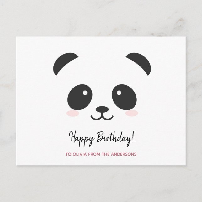 Cute panda black white personalized Birthday  Postcard (Front)
