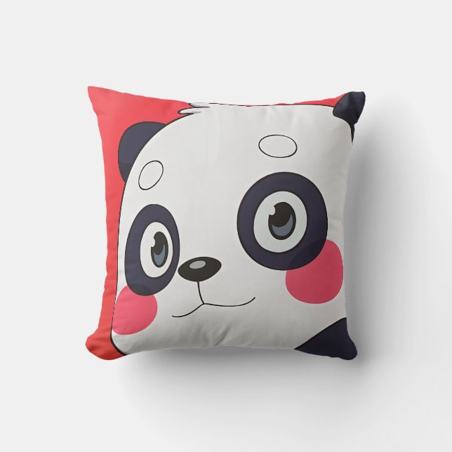 Cute Panda Blanket for Kids Throw Pillow (Front)
