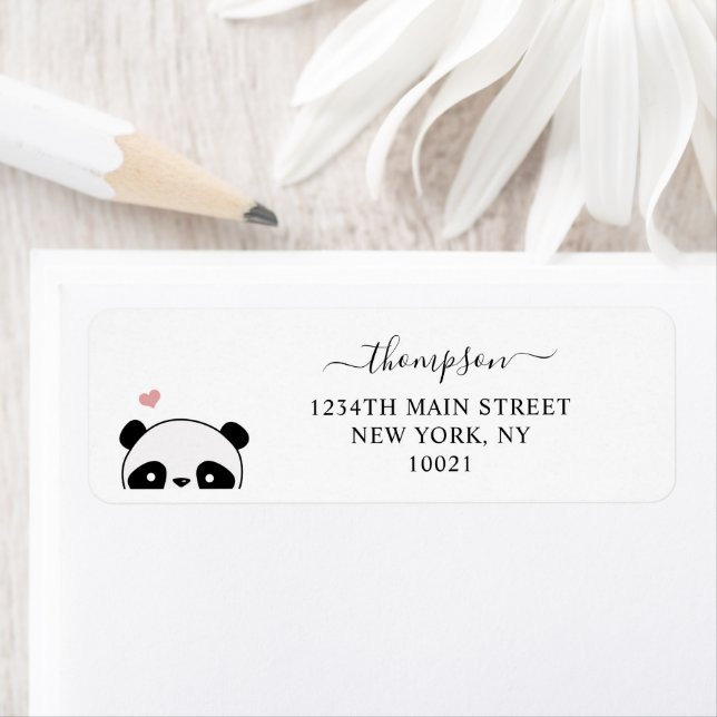 Cute Panda Blush Pink Monogram Script Label (Insitu)