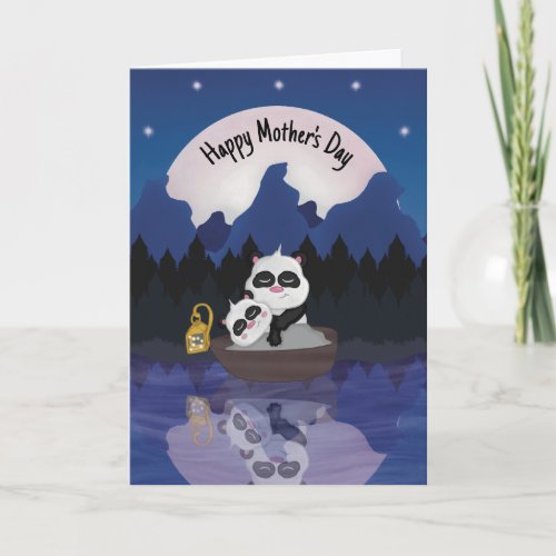 Cute Panda Boat Mothers Day Card