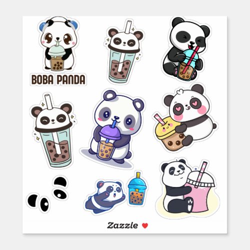 Cute Panda Bobble Tea Kids Sticker