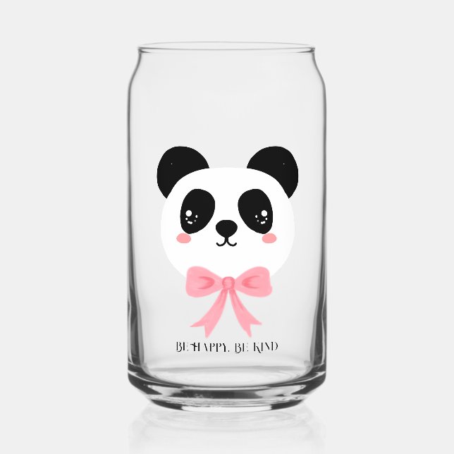 Cute Panda Bow Glass Cup (Front)