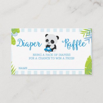 Cute Panda Boy Baby Shower Diaper Raffle Cards by Jamene at Zazzle