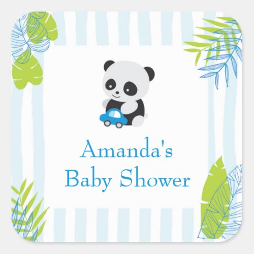 Cute Panda Boy Baby Shower Favor Gift Stickers