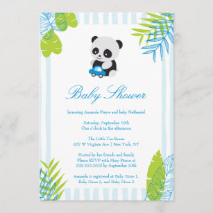 Cute Panda Boy Baby Shower Invitation