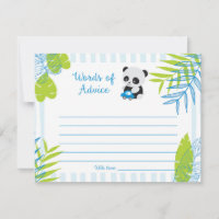 Cute Panda Boy Baby Shower Words of Advice Cards