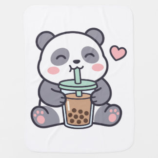 Cute Panda Bubble Tea Baby Blanket