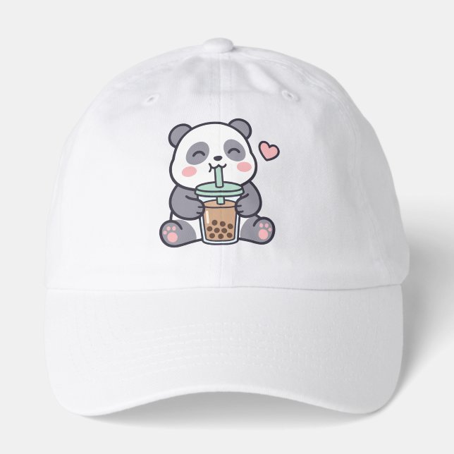 Cute Panda Bubble Tea Dad Cap (Front)