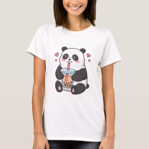 Cute Panda Bubble Tea Lover Kawaii Cartoon Animal T-Shirt