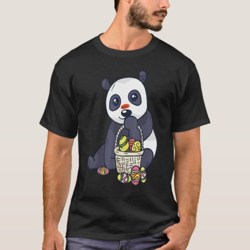 Cute Panda Bunny Egg Hunting Colorful Egg Happy Ea T_Shirt