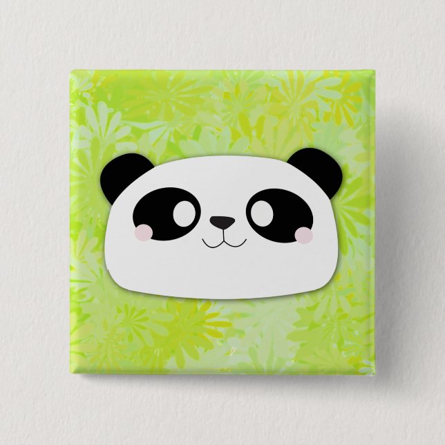 Cute Panda Button (Flower Background) (Front)