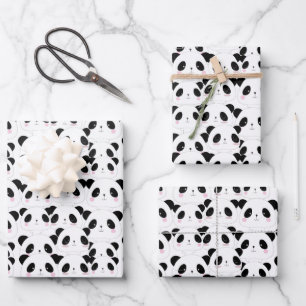 Cute Panda Cartoon Art Wrapping Paper Sheets