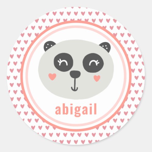 Cute Panda Cartoon  Personalized Girls Classic Round Sticker