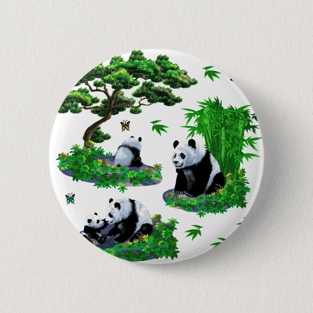 cute panda Cartoon Pinback Button (Front)