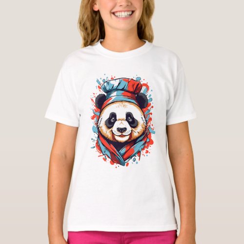 Cute panda chef Portrait T_Shirt