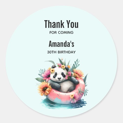 Cute Panda Chilling in an Inner Tube Birthday Classic Round Sticker