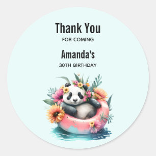 Cute Panda Chilling in an Inner Tube Birthday Classic Round Sticker