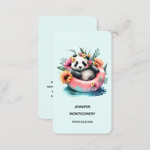 Cute Panda Chilling in an Inner Tube Business Card