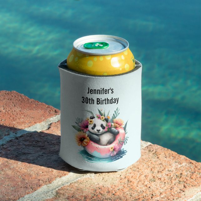 Cute Panda Chilling in an Inner Tube Can Cooler (In Situ Pool)