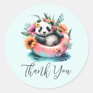 Cute Panda Chilling in an Inner Tube Classic Round Sticker