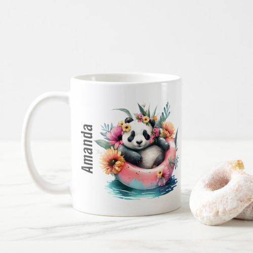  Cute Panda Chilling in an Inner Tube Coffee Mug