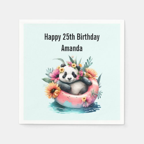 Cute Panda Chilling in an Inner Tube Napkins